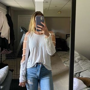 Boohoo White Cut-Out Shirt